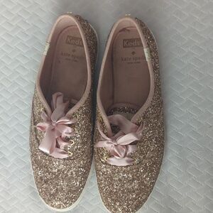 Kate Spade rose gold glitter Keds size 8
